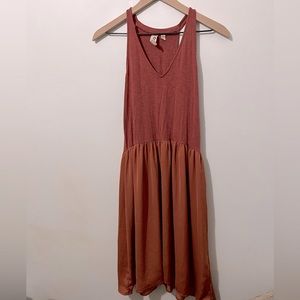 DOLAN Anthropologie Rust V-Neck Sleeveless Midi Dress